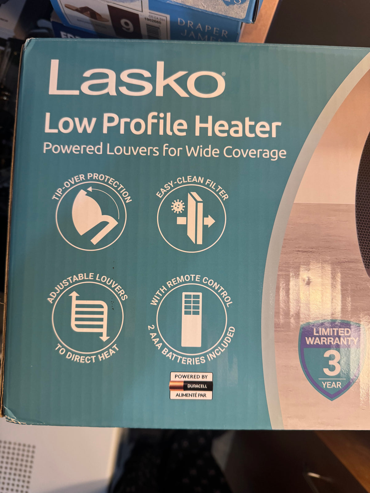 Lasko Low Profile Heater Model CL22100C 1,500-Watt Heater.