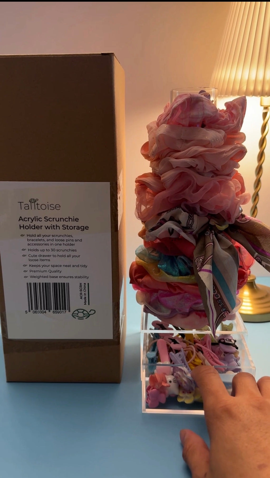 Acrylic Scrunchie Holder with Storage