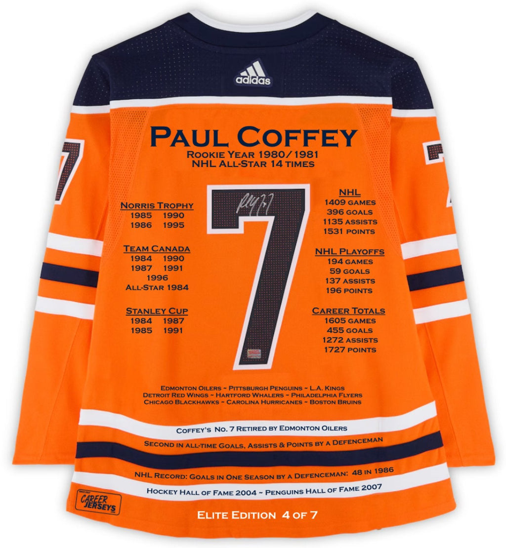 Paul Coffey Autographed Orange Elite Edition Career Jersey