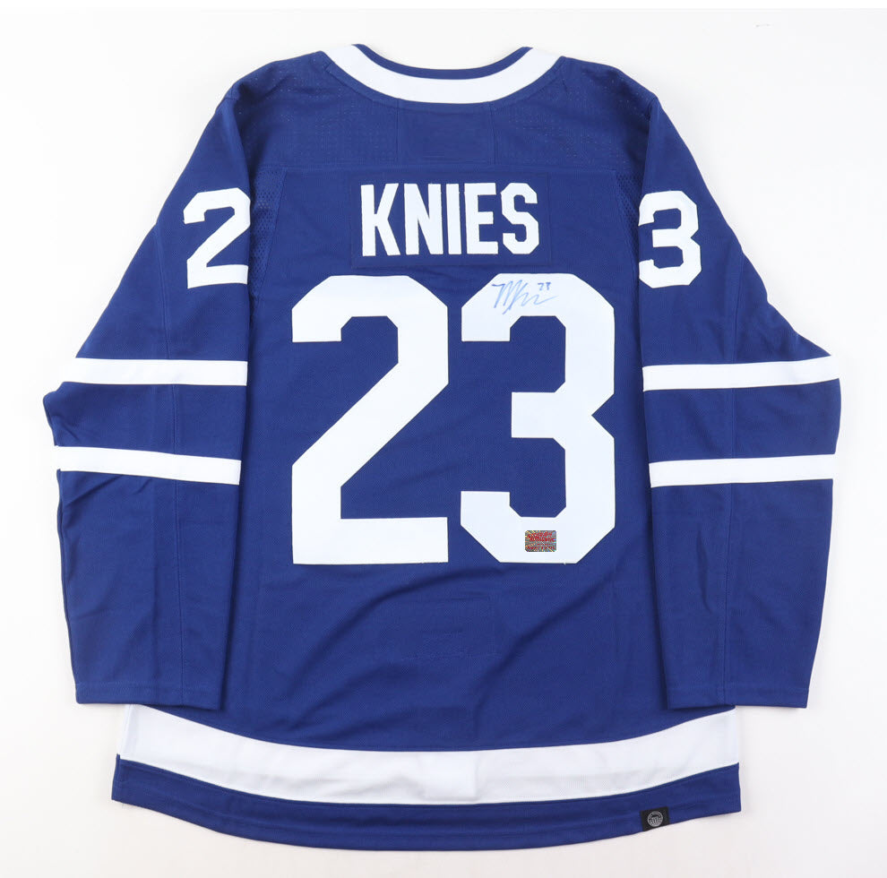 Matthew Knies Autographed Toronto Maple Leafs Blue Jersey