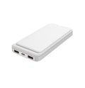 KMD MarketHub Blue Hive 20,000 mAh portable power bank in white with USB-C port and LED battery indicator lights.